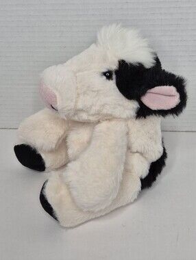 Adorable Fluffy Plush Cow with Zippered Pouch NWOT